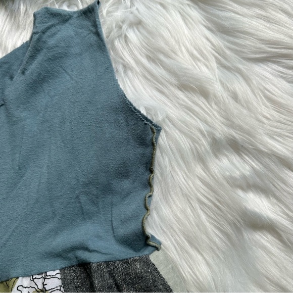 Patchwork Sleeveless Raw Edge Exposed Stitch Bohemian Dress, 7X - Picture 4 of 7